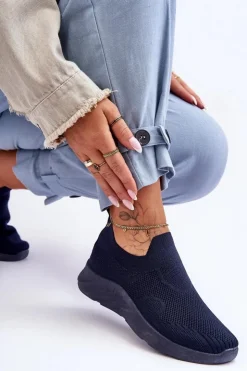 Online Boto Damskie Wsuwane Buty Sportowe Granatowe Claris