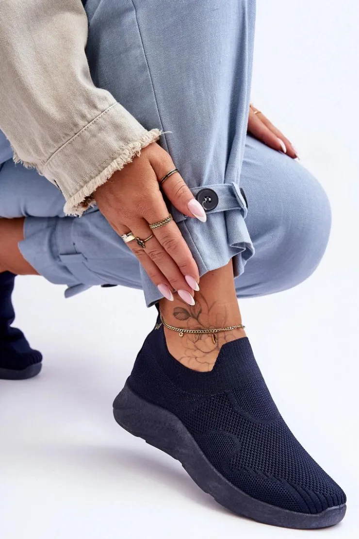 Online Boto Damskie Wsuwane Buty Sportowe Granatowe Claris