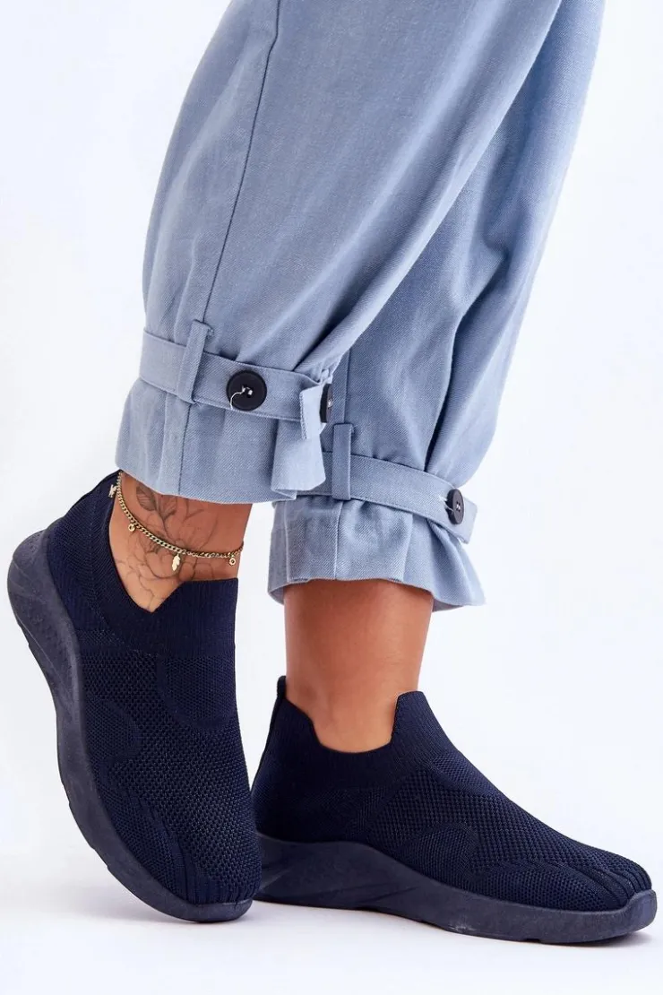 Online Boto Damskie Wsuwane Buty Sportowe Granatowe Claris