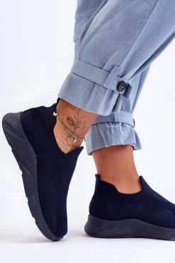 Online Boto Damskie Wsuwane Buty Sportowe Granatowe Claris