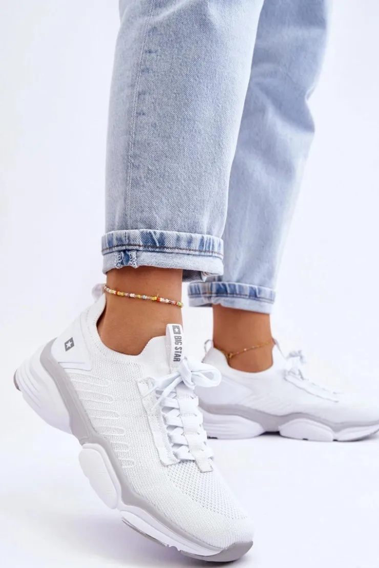 Big Star Shoes Damskie Wsuwane Buty Sportowe Memory Foam System Big Star LL274A142 Białe