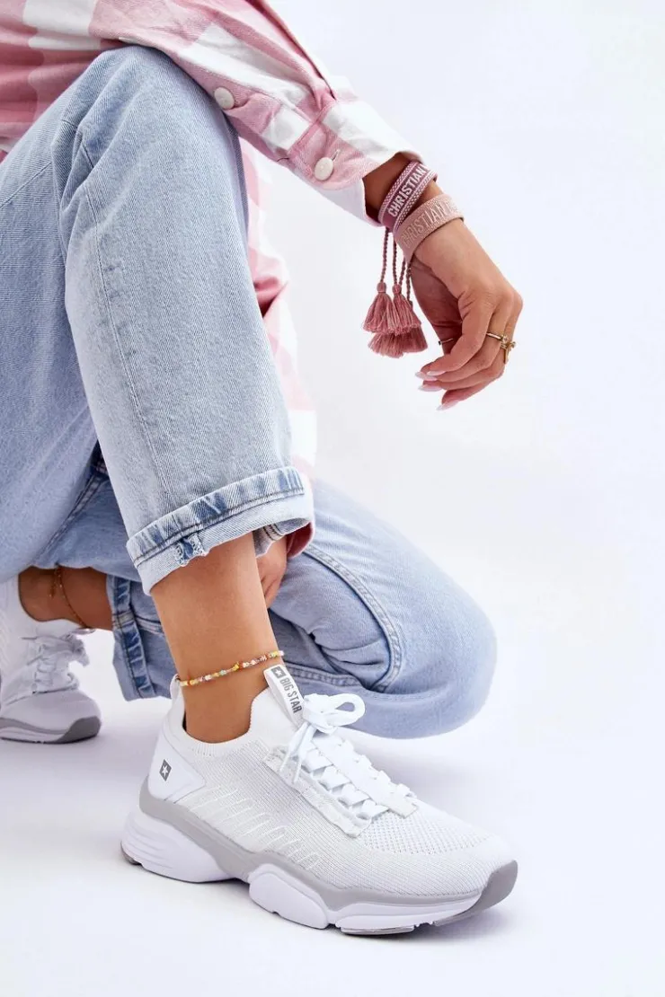 Big Star Shoes Damskie Wsuwane Buty Sportowe Memory Foam System Big Star LL274A142 Białe