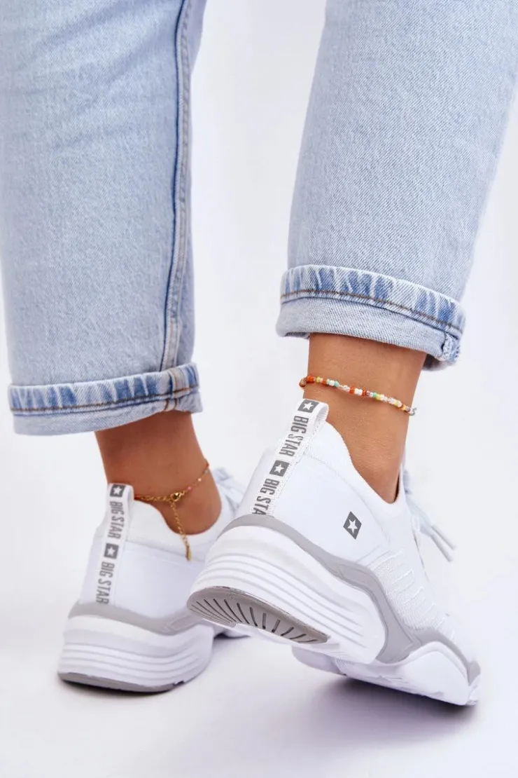 Big Star Shoes Damskie Wsuwane Buty Sportowe Memory Foam System Big Star LL274A142 Białe