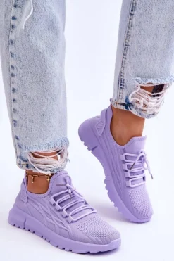 Damskie Boto Damskie Wsuwane Buty Sportowe Sneakersy Fioletowe Rosett