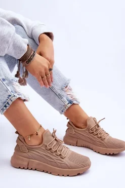 Boto Sneakersy Damskie*Damskie Wsuwane Buty Sportowe Sneakersy Ciemnobeżowe Rosett