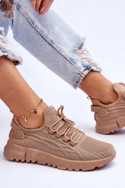 Boto Sneakersy Damskie*Damskie Wsuwane Buty Sportowe Sneakersy Ciemnobeżowe Rosett