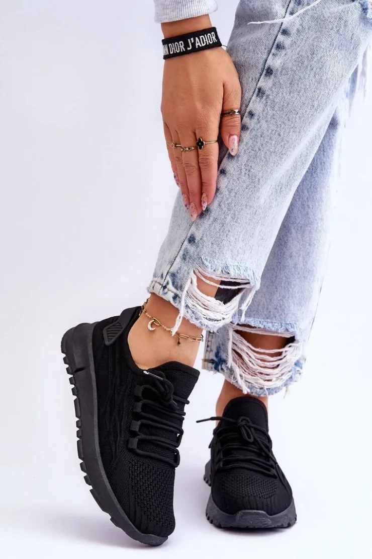 Damskie Boto Damskie Wsuwane Buty Sportowe Sneakersy Czarne Rosett