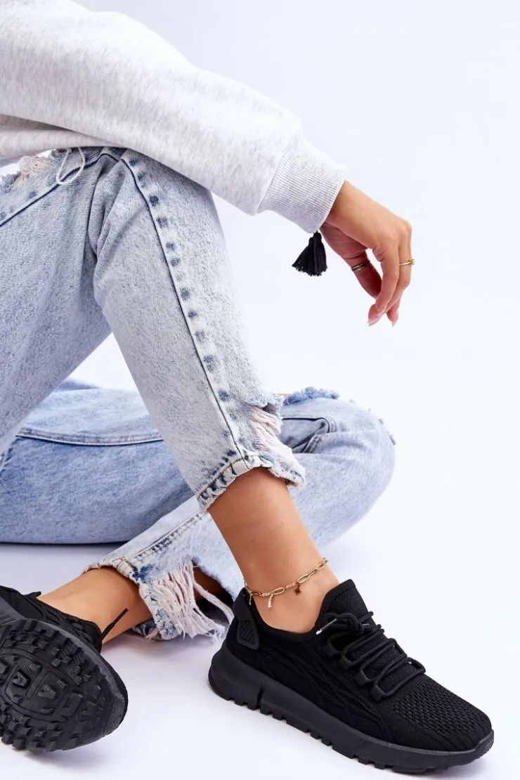 Damskie Boto Damskie Wsuwane Buty Sportowe Sneakersy Czarne Rosett