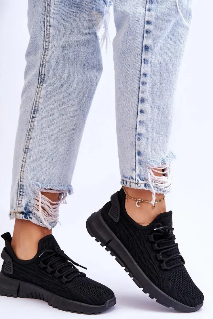 Damskie Boto Damskie Wsuwane Buty Sportowe Sneakersy Czarne Rosett