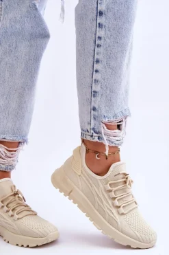 Discount Boto Damskie Wsuwane Buty Sportowe Sneakersy Beżowe Rosett