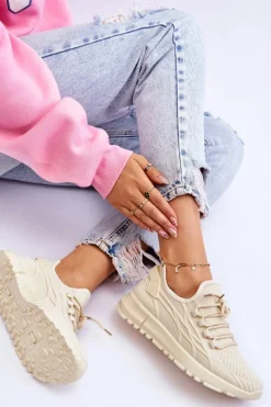 Discount Boto Damskie Wsuwane Buty Sportowe Sneakersy Beżowe Rosett