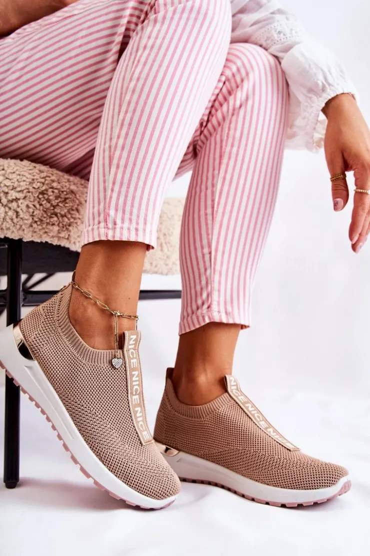 Boto Sneakersy Damskie*Damskie Wsuwane Buty Sportowe Beżowe Ardenza