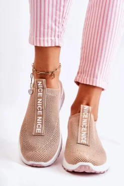 Boto Sneakersy Damskie*Damskie Wsuwane Buty Sportowe Beżowe Ardenza