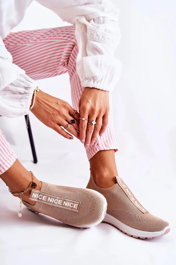 Boto Sneakersy Damskie*Damskie Wsuwane Buty Sportowe Beżowe Ardenza