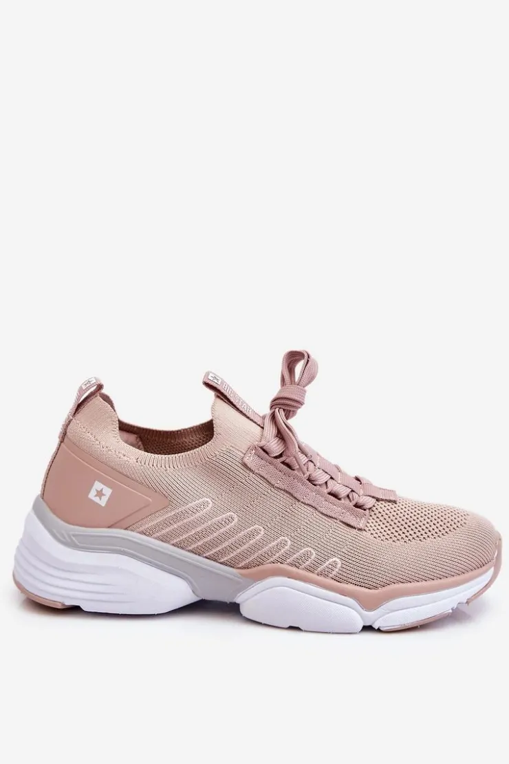 Big Star Shoes Buty Sportowe Big Star|Sneakersy Damskie*Damskie Wsuwane Buty Sportowe Memory Foam System Big Star LL274A141 Nude