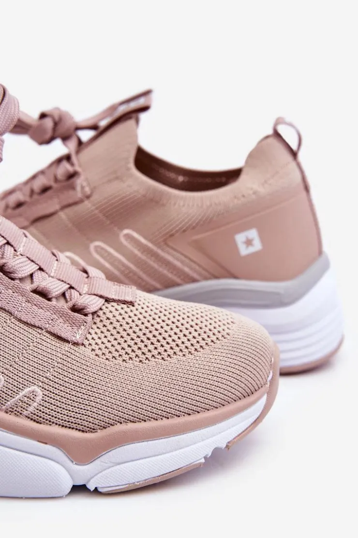 Big Star Shoes Buty Sportowe Big Star|Sneakersy Damskie*Damskie Wsuwane Buty Sportowe Memory Foam System Big Star LL274A141 Nude