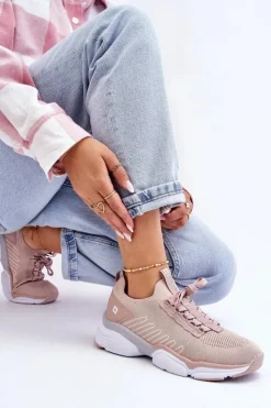 Big Star Shoes Buty Sportowe Big Star|Sneakersy Damskie*Damskie Wsuwane Buty Sportowe Memory Foam System Big Star LL274A141 Nude