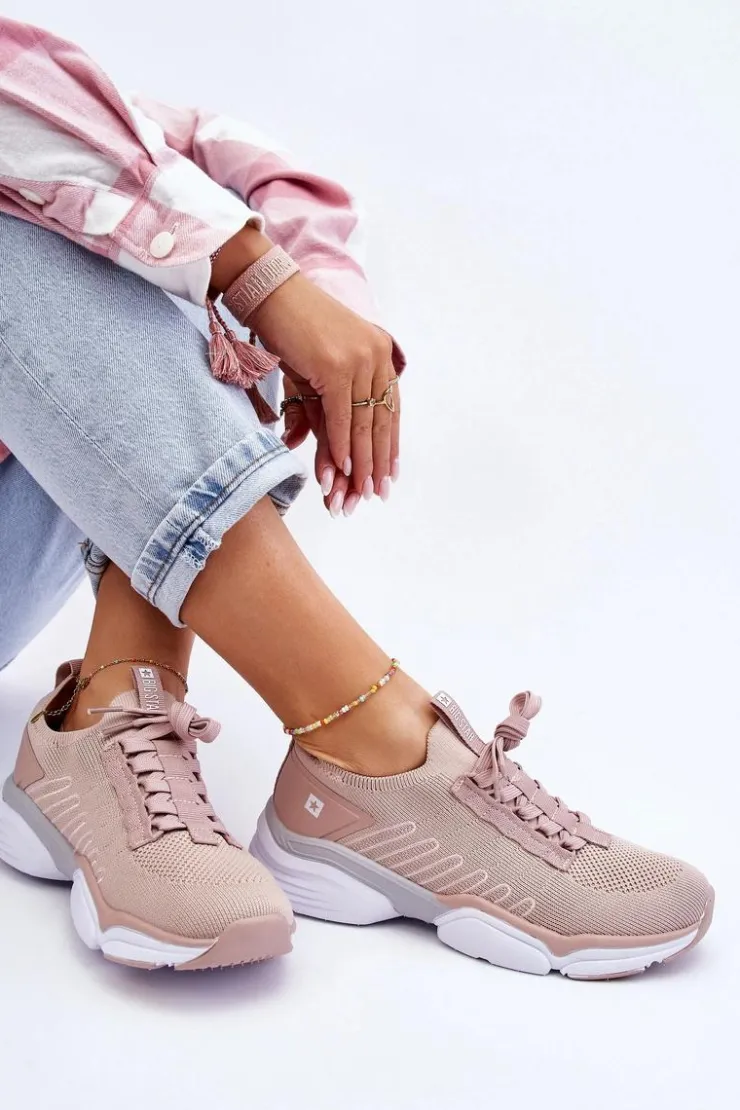 Big Star Shoes Buty Sportowe Big Star|Sneakersy Damskie*Damskie Wsuwane Buty Sportowe Memory Foam System Big Star LL274A141 Nude