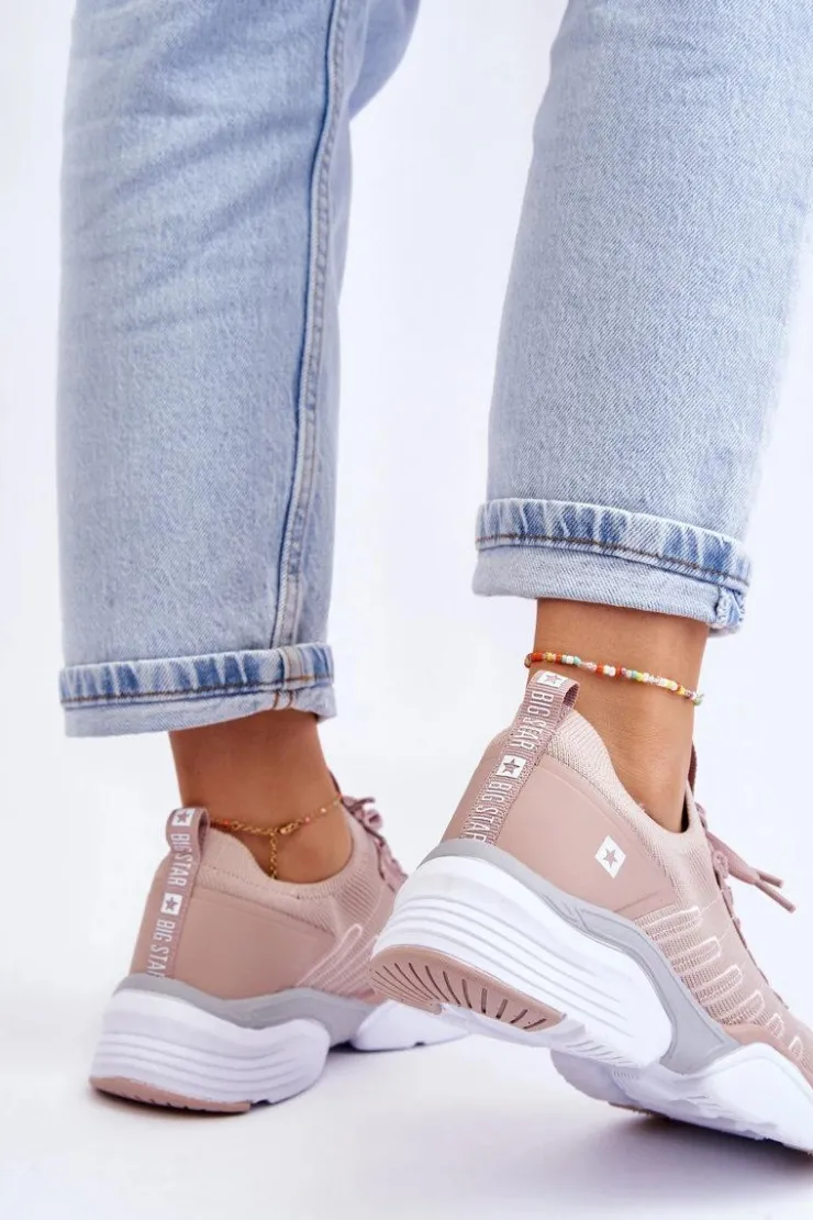 Big Star Shoes Buty Sportowe Big Star|Sneakersy Damskie*Damskie Wsuwane Buty Sportowe Memory Foam System Big Star LL274A141 Nude