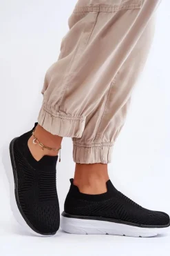 New Boto Damskie Wsuwane Buty Sportowe Czarne Ferive Czarny