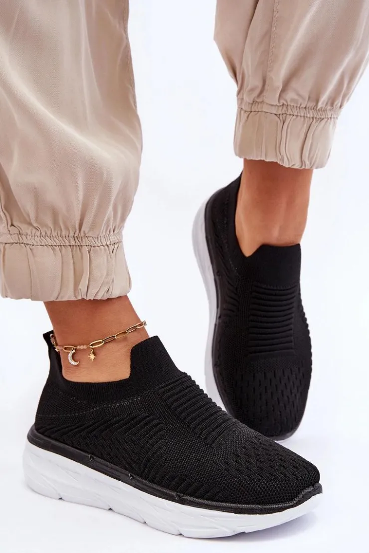 New Boto Damskie Wsuwane Buty Sportowe Czarne Ferive Czarny