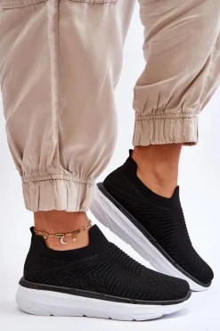 New Boto Damskie Wsuwane Buty Sportowe Czarne Ferive Czarny