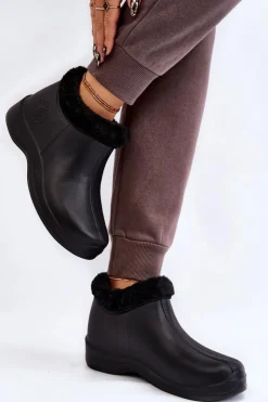 Damskie Boto Damskie Wsuwane Kalosze Ocieplane Czarne Izera
