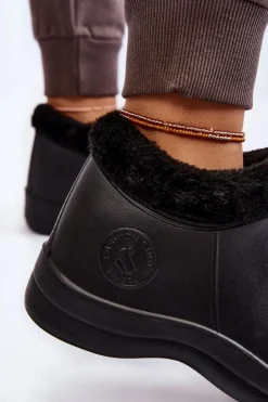 Damskie Boto Damskie Wsuwane Kalosze Ocieplane Czarne Izera