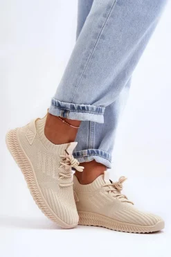 Damskie Boto Damskie Wsuwane Materiałowe Buty Sportowe Beżowe Zauna