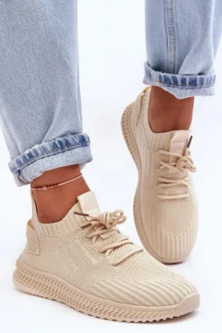 Damskie Boto Damskie Wsuwane Materiałowe Buty Sportowe Beżowe Zauna