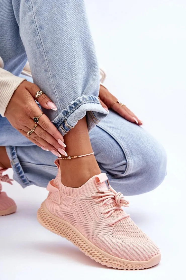 Damskie Boto Damskie Wsuwane Materiałowe Buty Sportowe Różowe Zauna