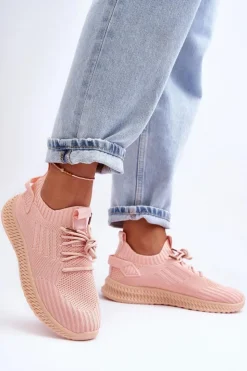 Damskie Boto Damskie Wsuwane Materiałowe Buty Sportowe Różowe Zauna