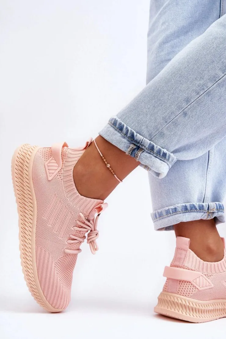 Damskie Boto Damskie Wsuwane Materiałowe Buty Sportowe Różowe Zauna