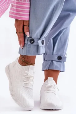 Damskie Boto Damskie Wsuwane Materiałowe Buty Sportowe Białe Zauna