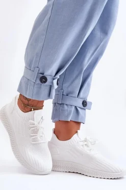 Damskie Boto Damskie Wsuwane Materiałowe Buty Sportowe Białe Zauna