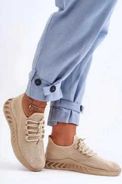 Damskie Boto Damskie Wsuwane Materiałowe Sneakersy Beżowe Venett