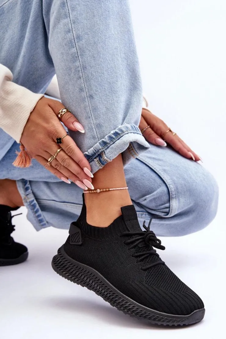 Boto Buty Sportowe Na Platformie|Sneakersy Damskie*Damskie Wsuwane Materiałowe Buty Sportowe Czarne Zauna