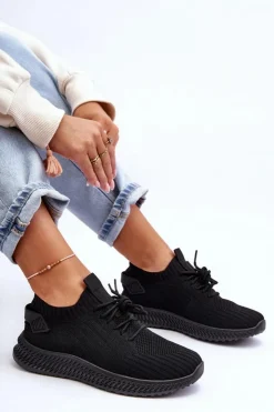 Boto Buty Sportowe Na Platformie|Sneakersy Damskie*Damskie Wsuwane Materiałowe Buty Sportowe Czarne Zauna