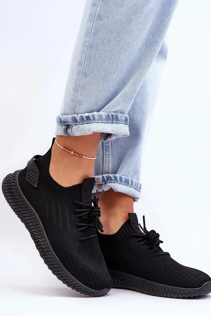 Boto Buty Sportowe Na Platformie|Sneakersy Damskie*Damskie Wsuwane Materiałowe Buty Sportowe Czarne Zauna