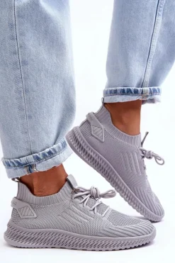 Damskie Boto Damskie Wsuwane Materiałowe Buty Sportowe Szare Zauna