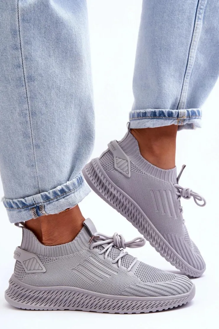 Damskie Boto Damskie Wsuwane Materiałowe Buty Sportowe Szare Zauna