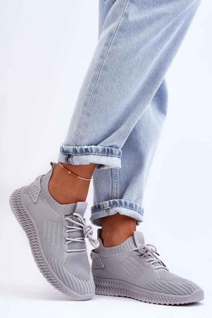 Damskie Boto Damskie Wsuwane Materiałowe Buty Sportowe Szare Zauna