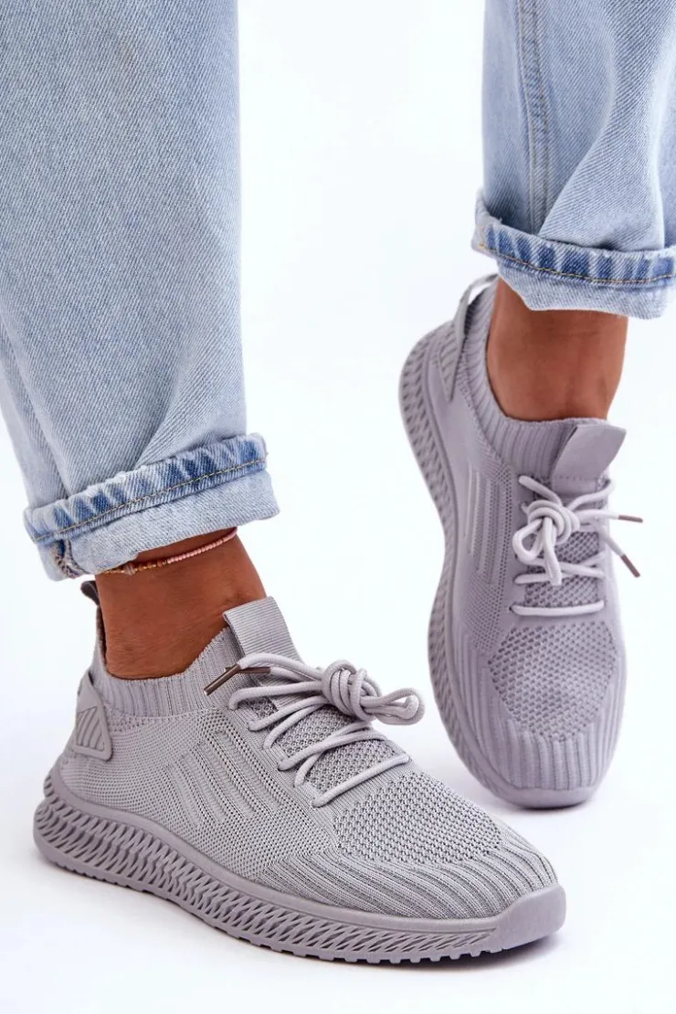 Damskie Boto Damskie Wsuwane Materiałowe Buty Sportowe Szare Zauna