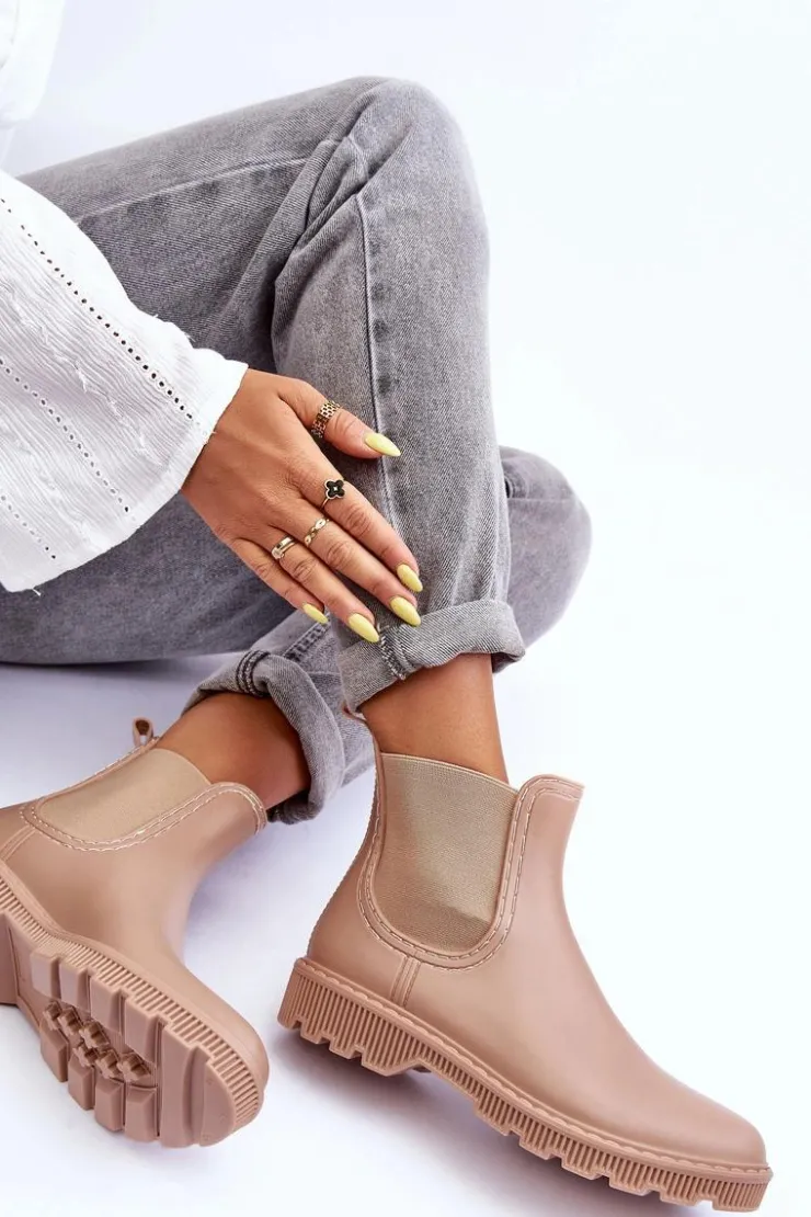 Damskie Boto Damskie Wsuwane Matowe Kalosze Beżowe Helinca