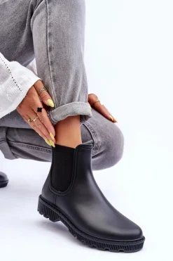 Hot Boto Damskie Wsuwane Matowe Kalosze Czarne Helinca