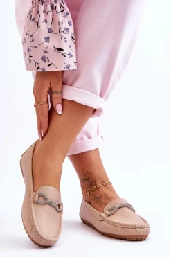 Boto Loafersy Damskie|Mokasyny Damskie Zamszowe*Damskie Wsuwane Mokasyny Z Błyszczącą Ozdobą Beżowe This Moment