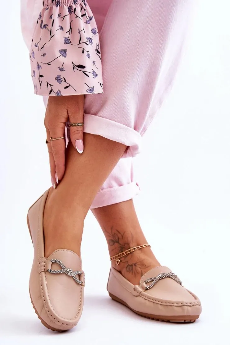 Boto Loafersy Damskie|Mokasyny Damskie Zamszowe*Damskie Wsuwane Mokasyny Z Błyszczącą Ozdobą Beżowe This Moment