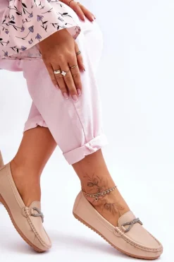 Boto Loafersy Damskie|Mokasyny Damskie Zamszowe*Damskie Wsuwane Mokasyny Z Błyszczącą Ozdobą Beżowe This Moment