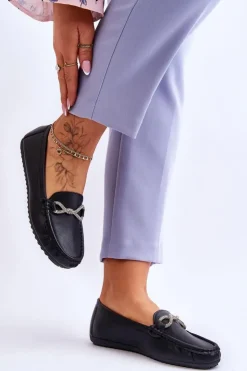 Damskie Boto Damskie Wsuwane Mokasyny Z Błyszczącą Ozdobą Czarne This Moment