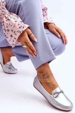 New Boto Damskie Wsuwane Mokasyny Z Błyszczącą Ozdobą Srebrne This Moment